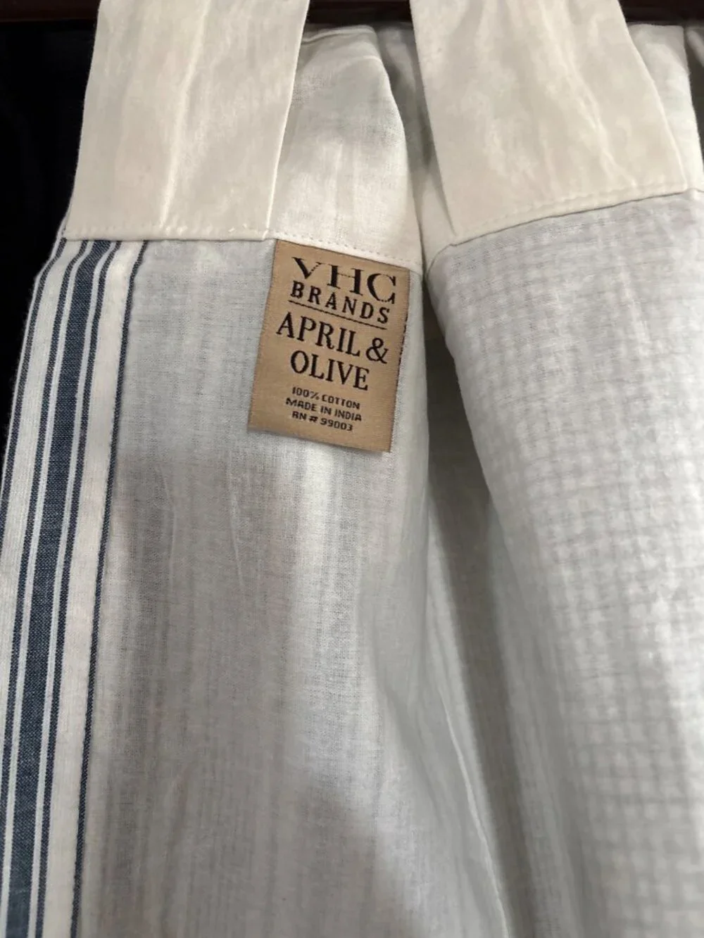 VHC Brands April & Olive Valance Patchwork Stripes/Checks Blue/White 72